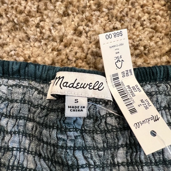 Madewell NWT ladies S linen blend crop top in green - Picture 5 of 7